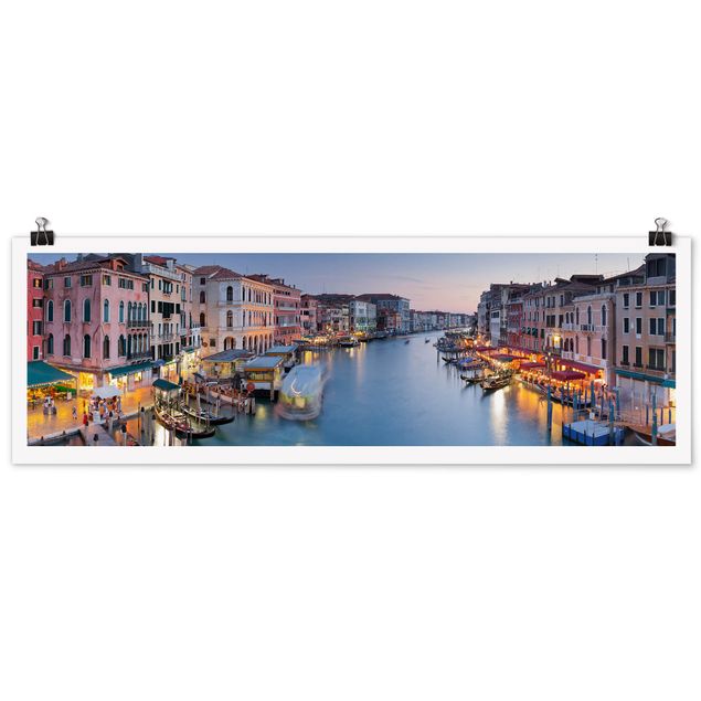 Poster - Abendstimmung auf Canal Grande in Venedig - Panorama Querformat