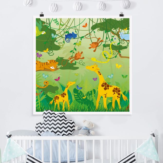 Poster Kinderzimmer Tiere No.IS87 Dschungelspiel