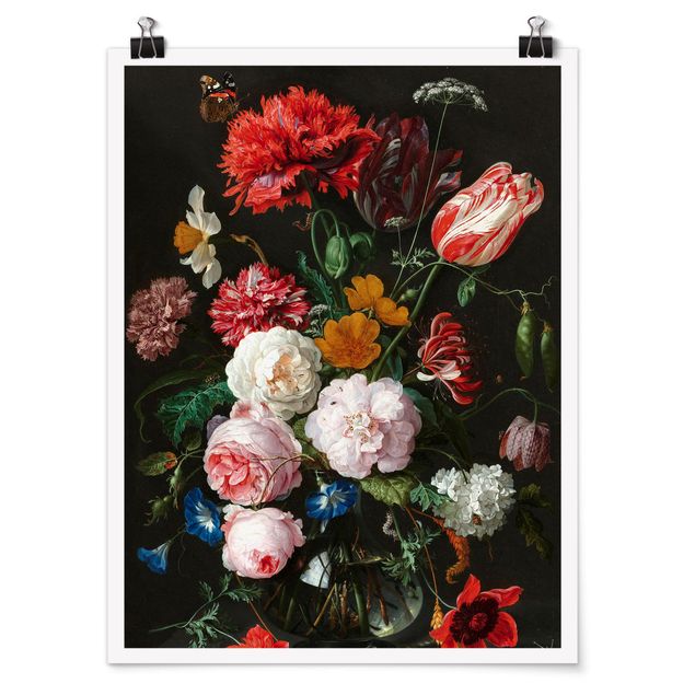 Vintage Poster Jan Davidsz de Heem - Stillleben mit Blumen in einer Glasvase