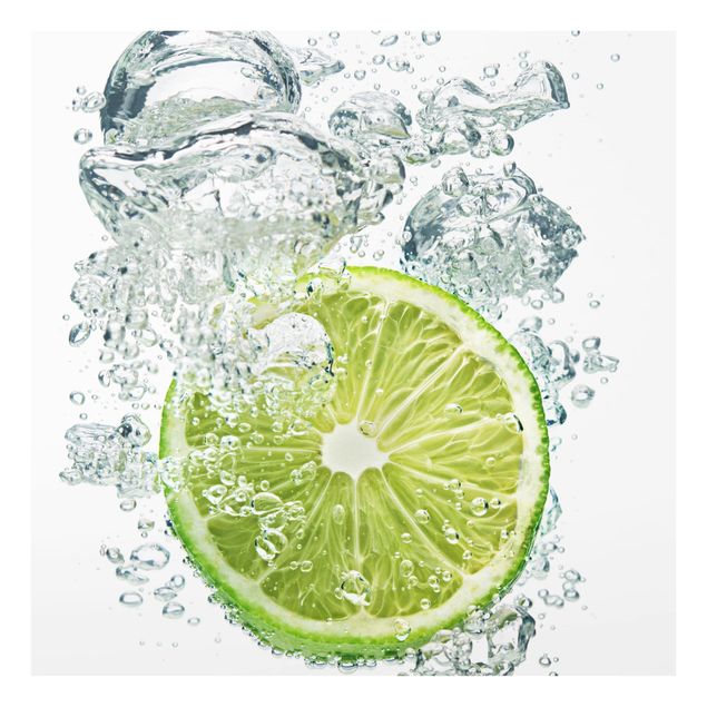 Glas Spritzschutz - Lime Bubbles - Quadrat - 1:1