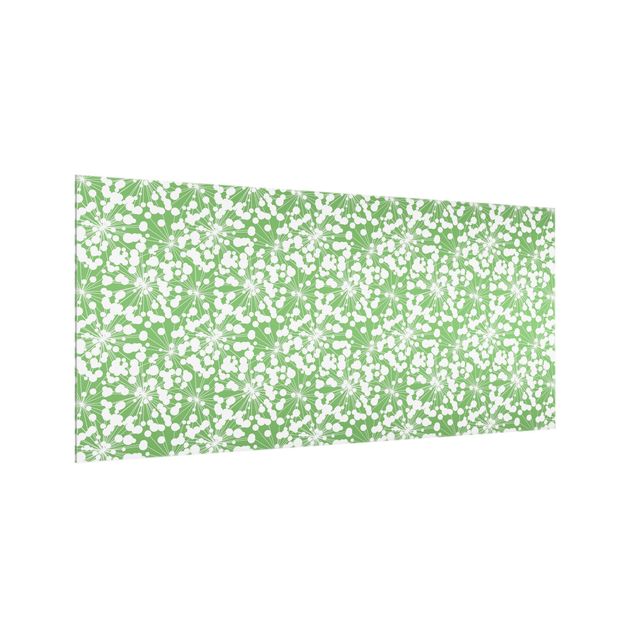 Glasrückwand Küche Muster Natürliches Muster Pusteblume mit Punkten vor Grün