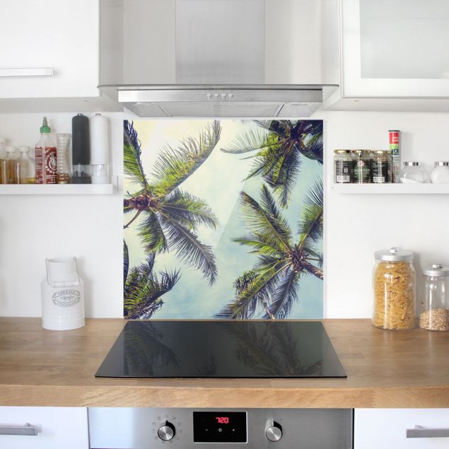 Küchenrückwand Glas Motiv Blumen Die Palmen