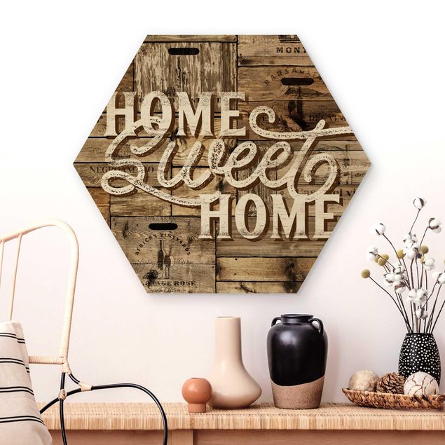 Moderne Holzbilder Home sweet Home Holzwand
