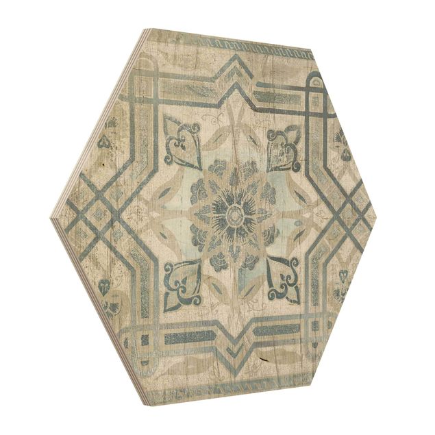 Hexagon Bild Holz - Holzpaneel Persisch Vintage III