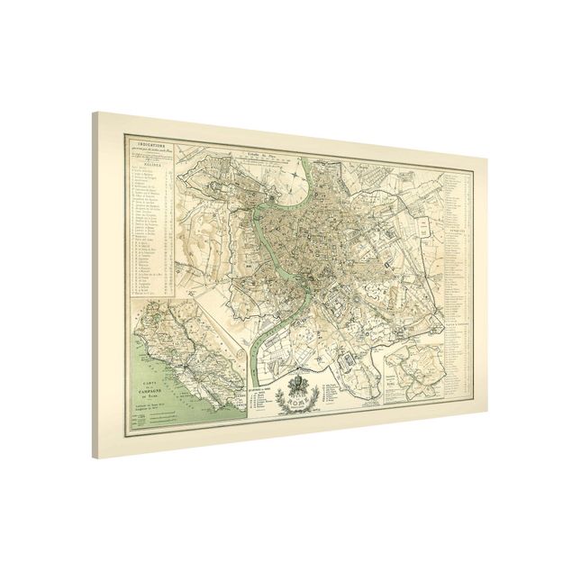 Weltkarte Magnettafel Vintage Stadtplan Rom Antik