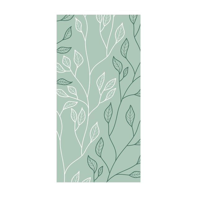 Teppich grün Natürliches Muster Zweige mit Blättern