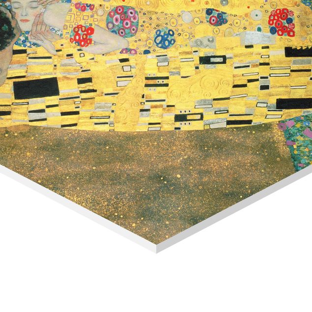 Hexagon Wandbilder Gustav Klimt - Kuss und Hoffnung