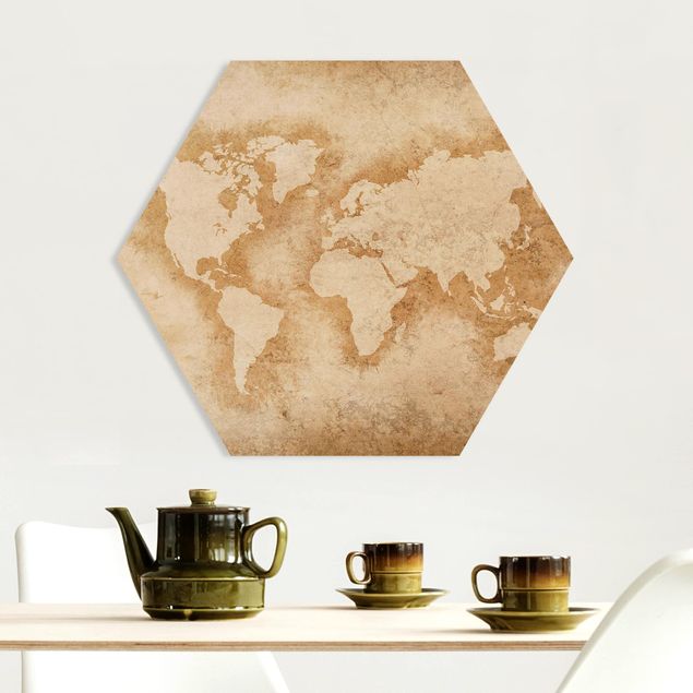 Foto auf Hartschaumplatte Antike Weltkarte