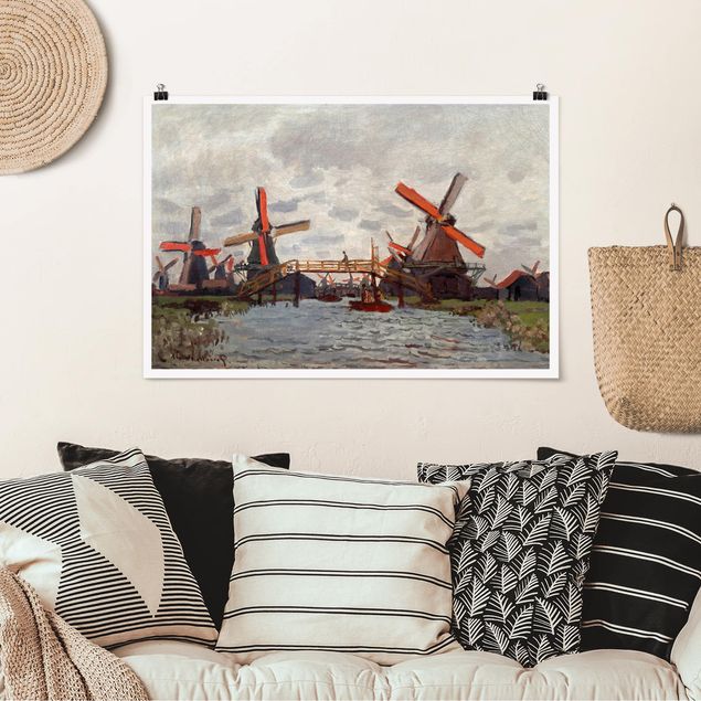 Poster - Claude Monet - Windmühlen Zaandam - Querformat 2:3