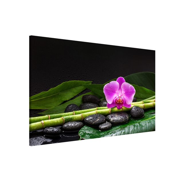 Magnettafel Büro Grüner Bambus mit Orchideenblüte