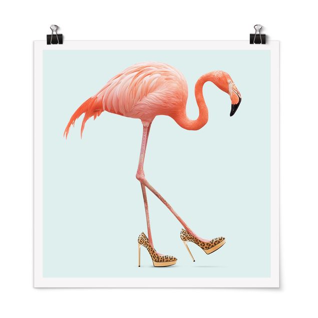 Poster Tiere Flamingo mit High Heels