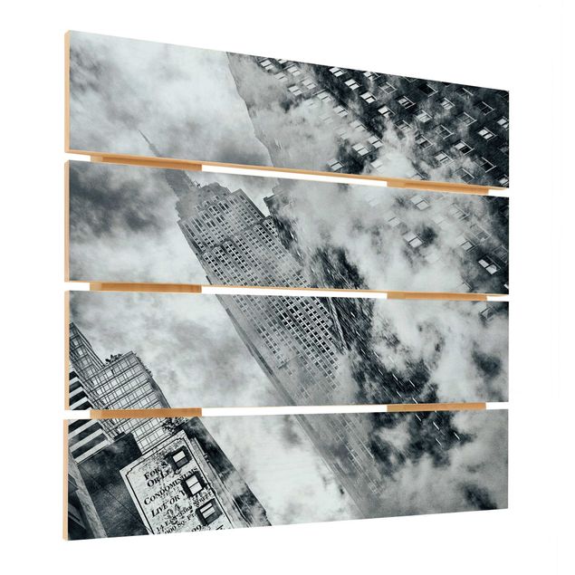 Holzbild - Fassade des Empire State Buildings - Quadrat 1:1
