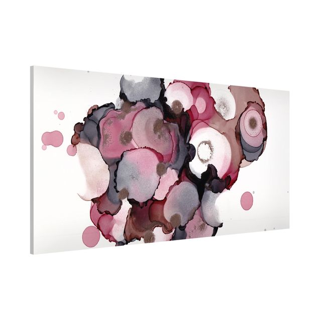 Wandbilder abstrakt Pink-Beige Tropfen mit Roségold