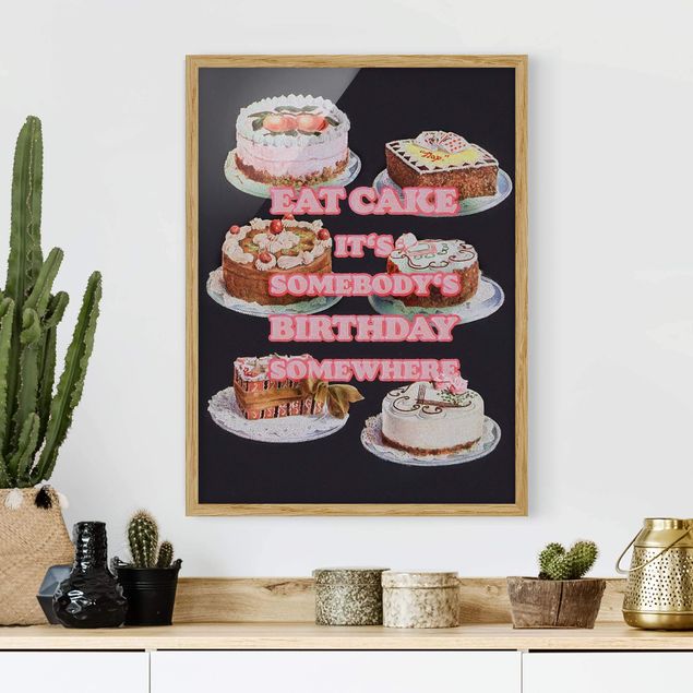 Vintage Bilder mit Rahmen Eat Cake It's Birthday