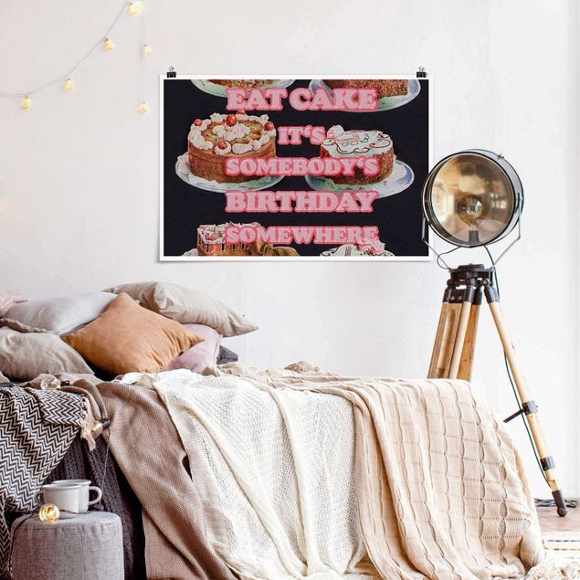 Retro Poster  Eat Cake It's Birthday