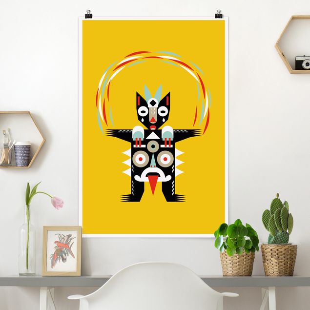 Poster Illustration Collage Ethno Monster - Jongleur