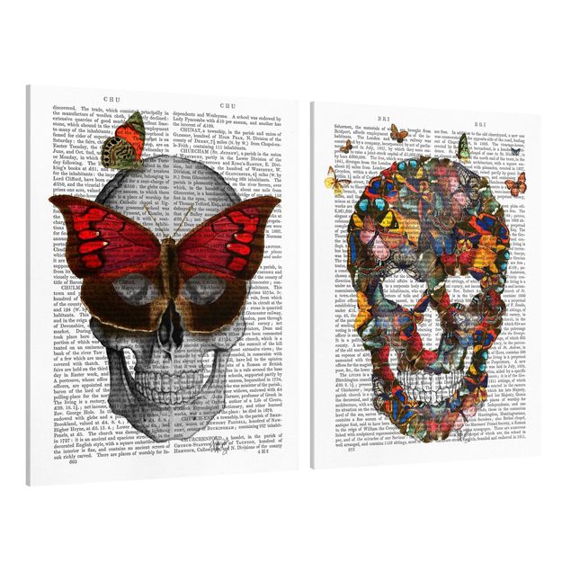 Kunstdrucke auf Leinwand Grusellektüre - Schmetterlingsmaske Set I