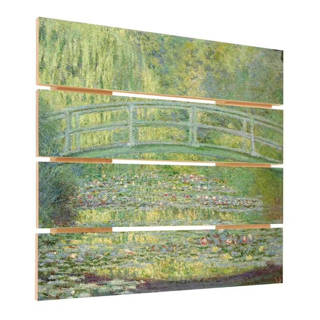 Bilder auf Holz Claude Monet - Japanische Brücke