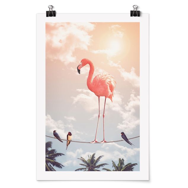 Natur Poster Himmel mit Flamingo
