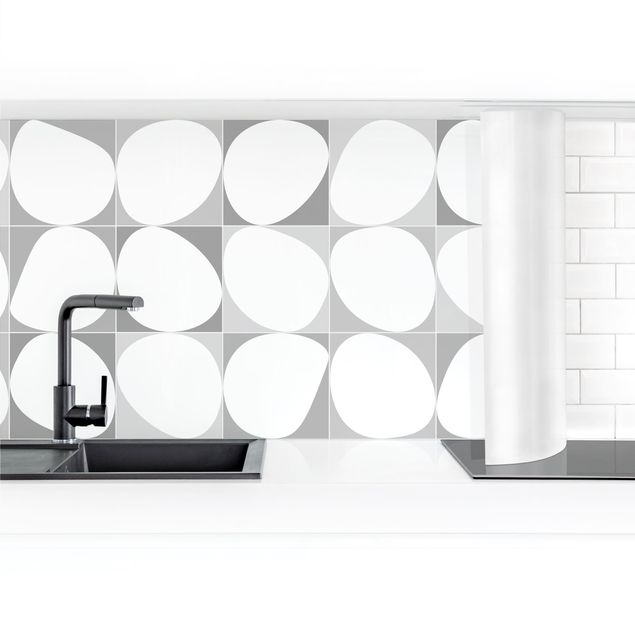 Küchenrückwand Muster Oval Fliesen - Grau
