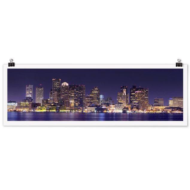 Poster - Boston by Night - Panorama Querformat