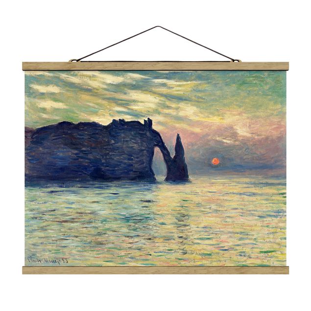 Stoffbilder Claude Monet - Felsen Sonnenuntergang