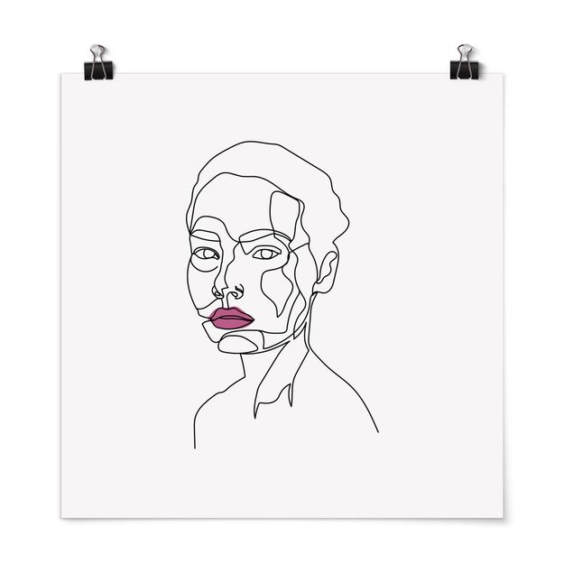Poster - Portrait Frau Line Art - Quadrat 1:1