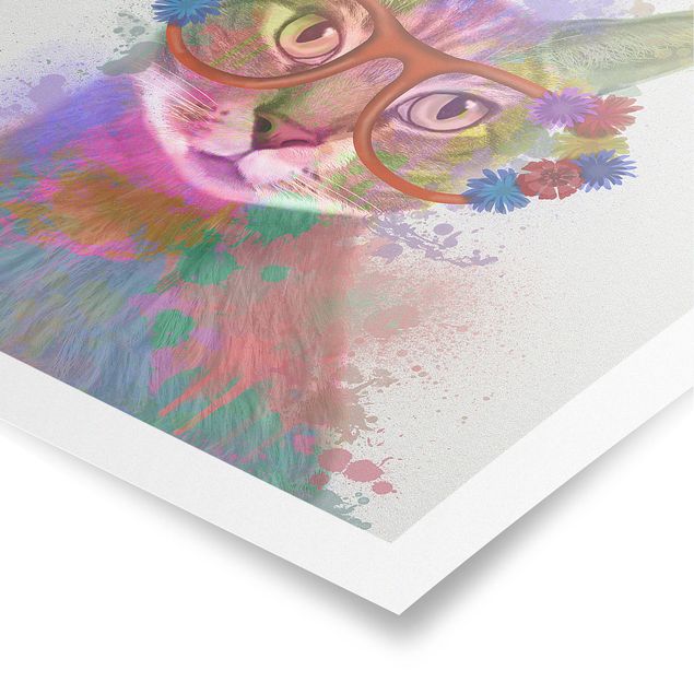 Poster - Regenbogen Splash Katze - Quadrat 1:1