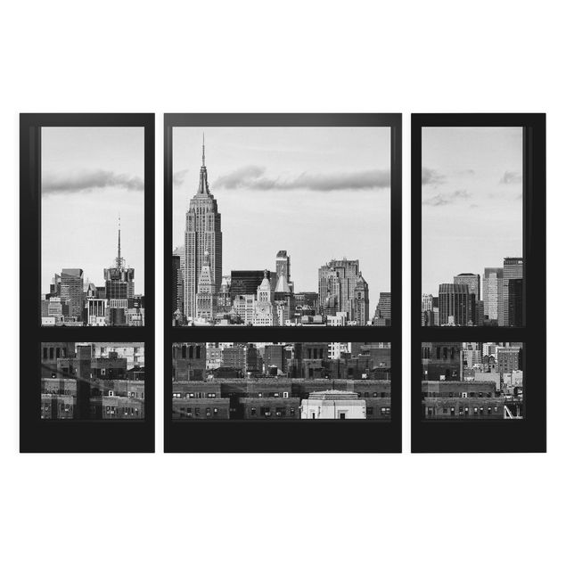 Kunstdruck Philippe Hugonnard Fensterblick New York Skyline schwarz weiß
