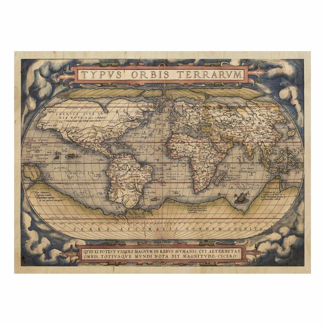 Moderne Holzbilder Historische Weltkarte Typus Orbis Terrarum