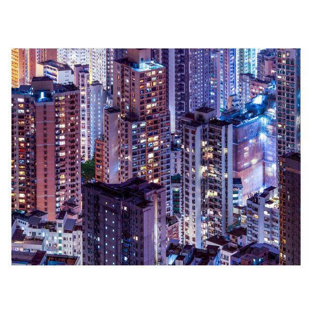 Magnettafel Skyline Hongkong Lichtermeer