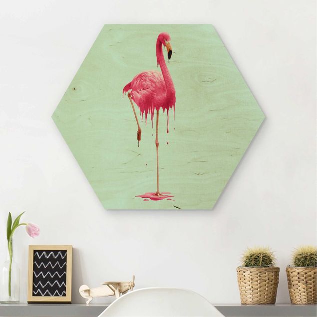 Holzbilder Schmelzender Flamingo