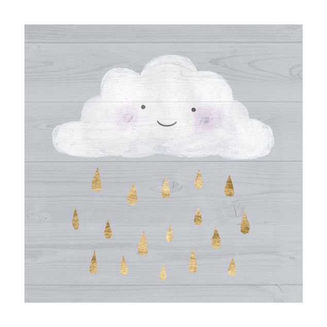 Teppich grau Wolke mit goldenen Regentropfen