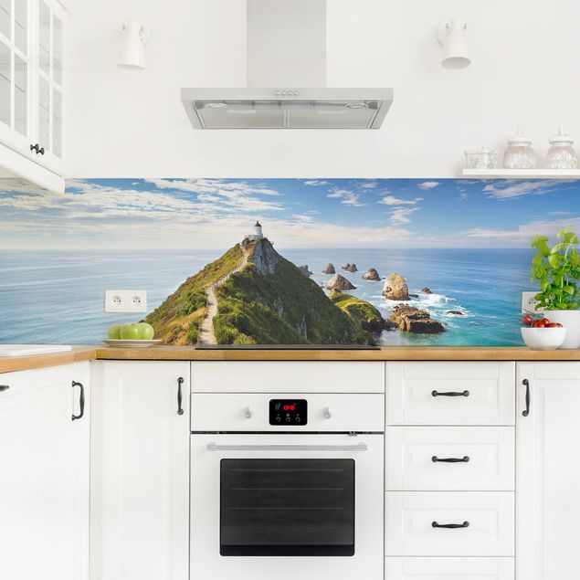 Küchenrückwand Folie Strand Nugget Point Leuchtturm und Meer Neuseeland