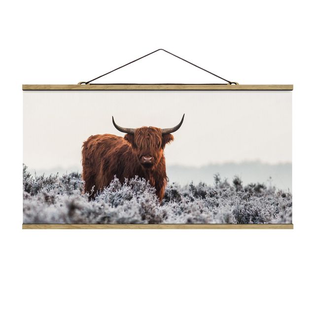 Stoffbild mit Posterleisten - Bison in den Highlands - Querformat 2:1