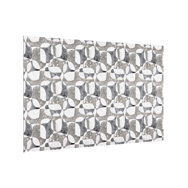 Küchenrückwand Glas Muster Lebende Steine Muster in Grau