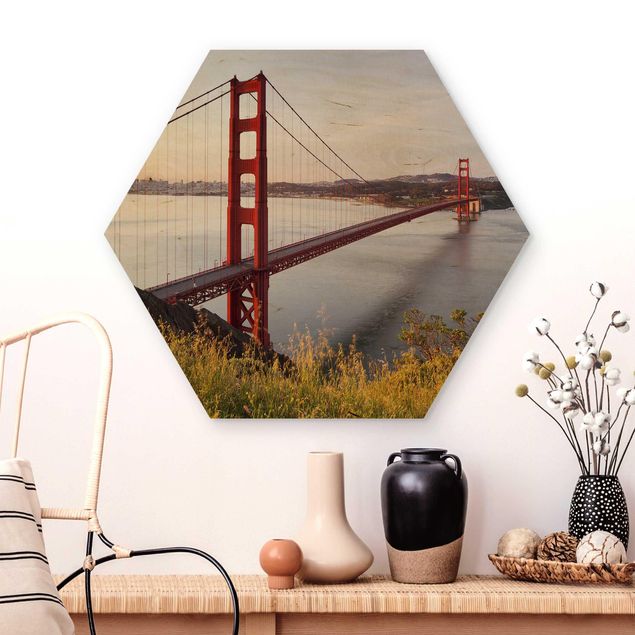 Moderne Holzbilder Golden Gate Bridge in San Francisco