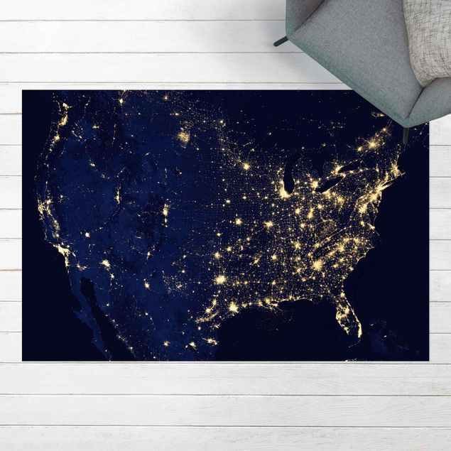 Outdoor Teppich NASA Fotografie USA von oben bei Nacht