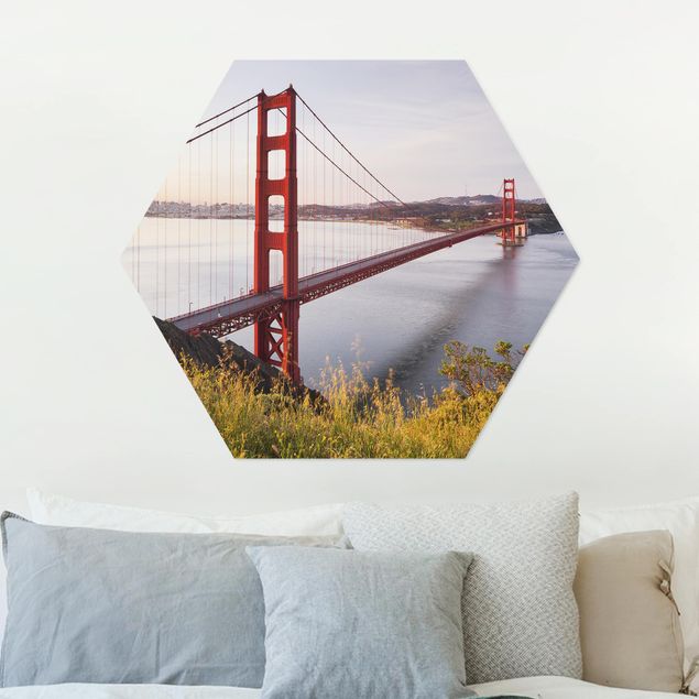 Hexagon Bild Alu-Dibond - Golden Gate Bridge in San Francisco