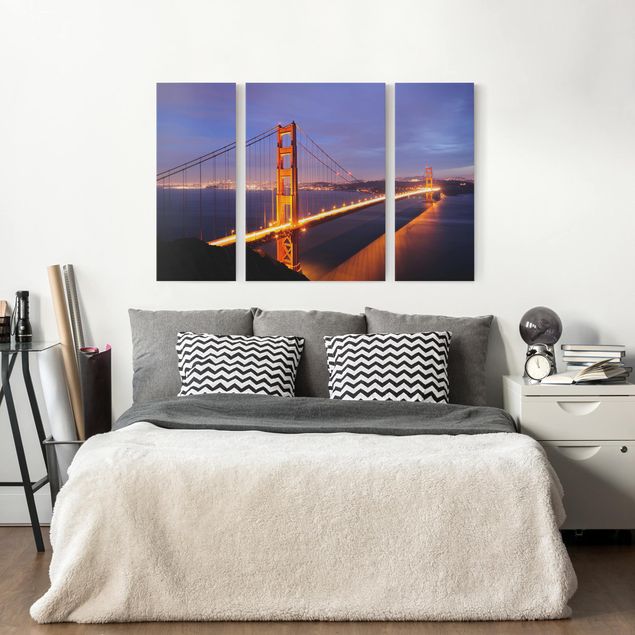 Wandbilder Wohnzimmer modern Golden Gate Bridge bei Nacht