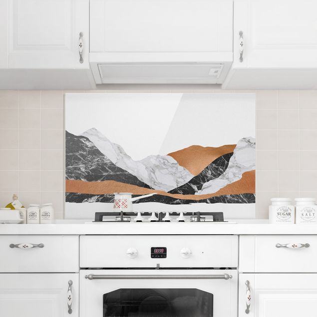 Küchenrückwand Glas Landschaft Landschaft in Marmor und Kupfer