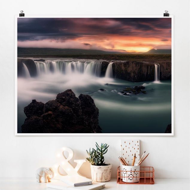 Poster Natur Goðafoss Wasserfall in Island