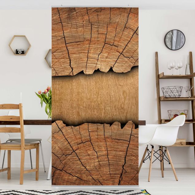 Raumteiler Vorhang Holzstruktur