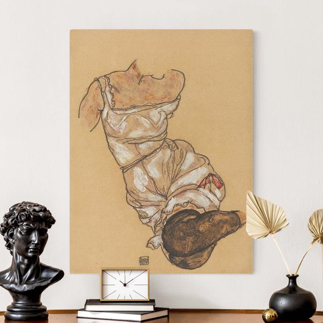 Leinwand Bilder XXL Egon Schiele - Weiblicher Torso in Unterwäsche
