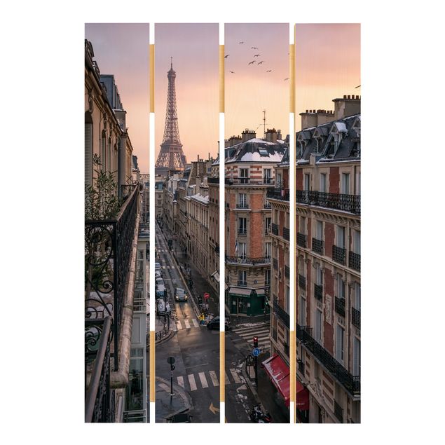 Holzbild - Eiffelturm bei Sonnenuntergang - Hochformat