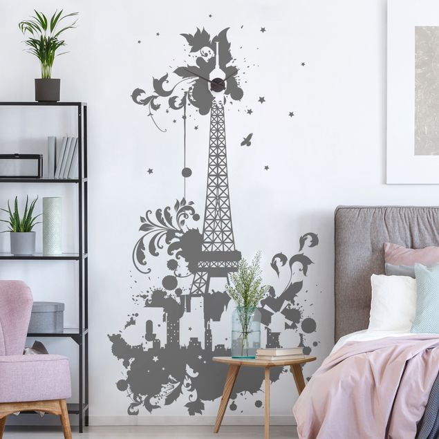 Paris Wandtattoo Eiffelturm mit Rankendesign