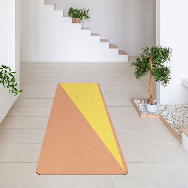 Moderner Teppich Einfaches Gelbes Dreieck