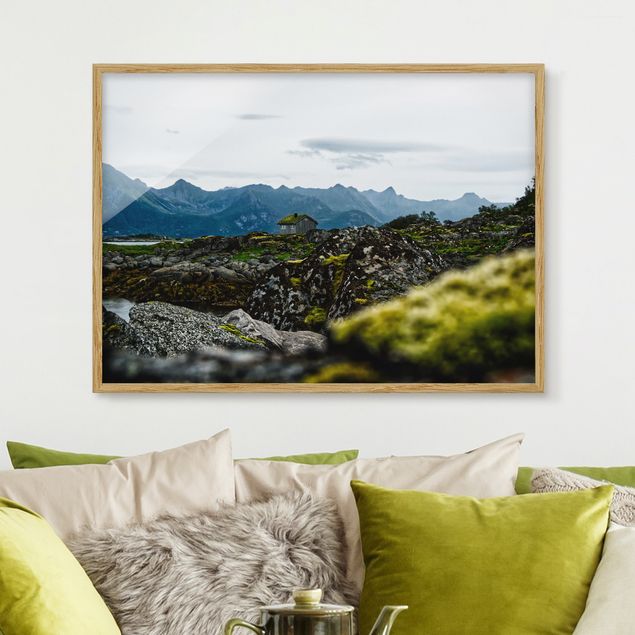 Natur Bilder mit Rahmen Einsame Hütte in Norwegen