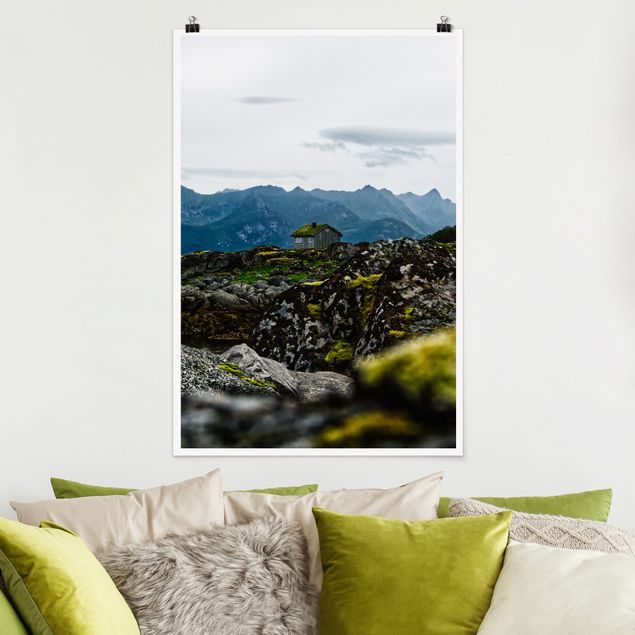 Poster Natur Einsame Hütte in Norwegen