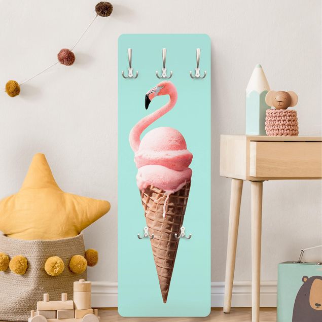 Garderobenpaneel Eis mit Flamingo